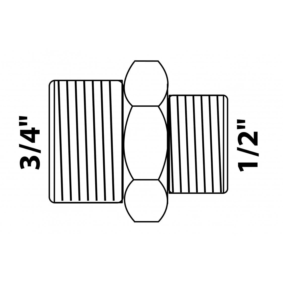 989352155 LT mamelon double réducteur, chromé, 3/4" M x 1/2" M,
