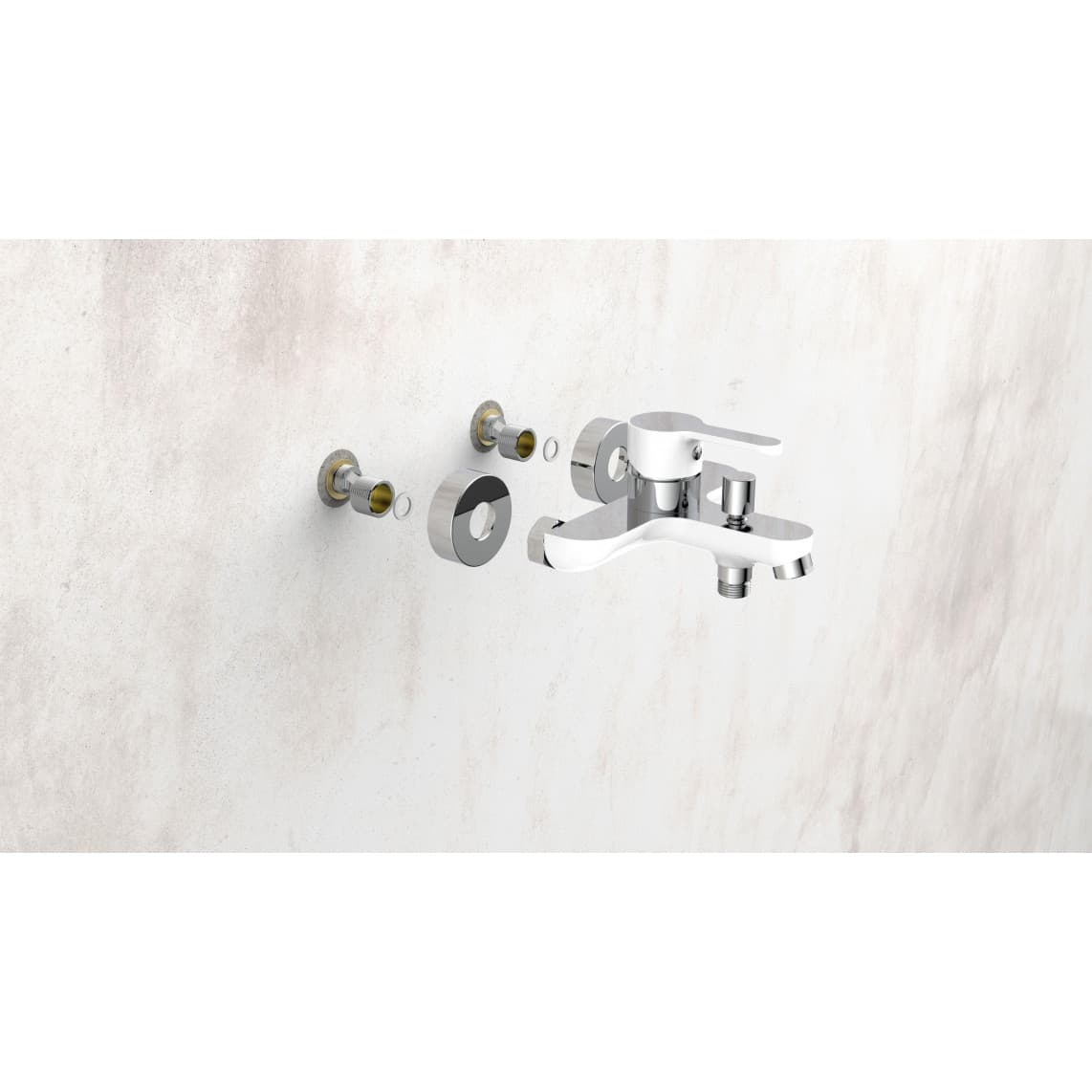 NI023DINWCR DIZIANI Bathtub mixer, white/chrome