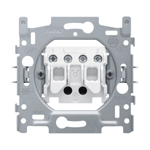Socle pour interrupteur double allumage, 10 A, bornes à vis