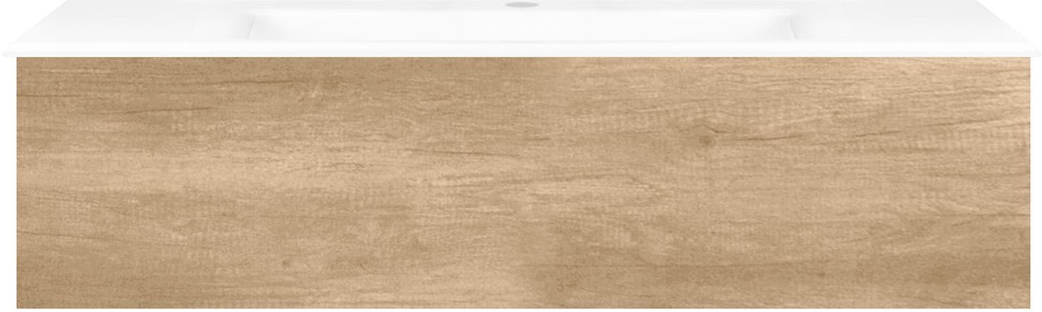 SOUS MEUBLE COFFEE 1 TIROIR 120 CHENE DECOR CACHMIRE +LAVABO PORCELAINE BLANC