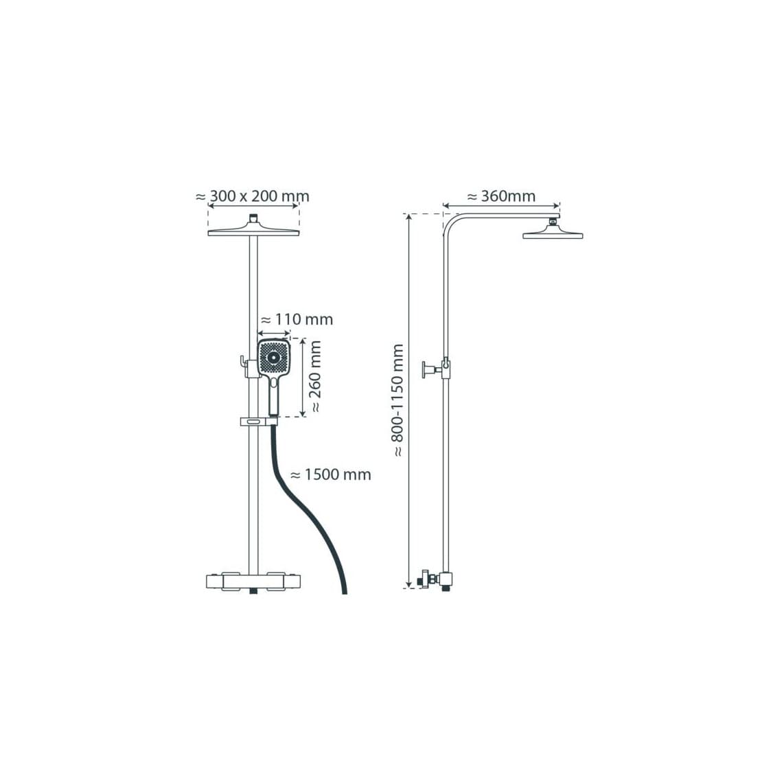 60149 GRAN CANARIA regendouche set, chroom, met thermostatische kraan
