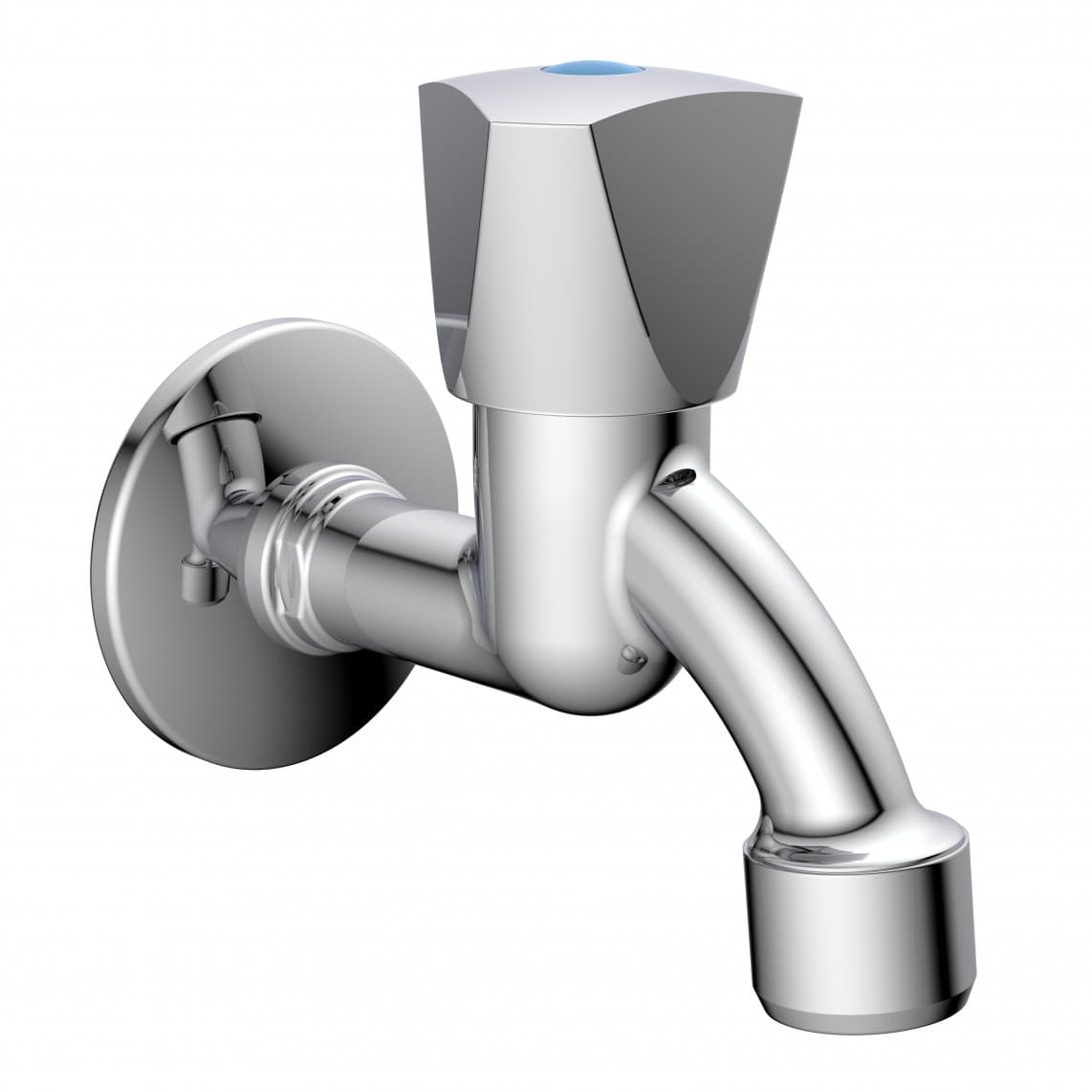 986031148 Outlet valve with dome handle, brass, chrome, 1/2" male x M22