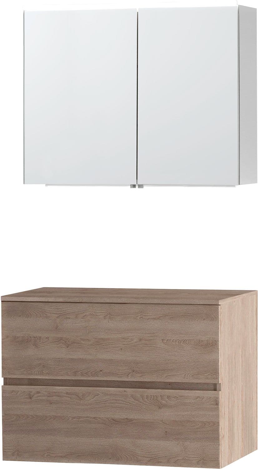 MEUBLE MOLTO CHENE NATUREL 90 POUR LAVABO A POSER ARMOIRE TOILETTE