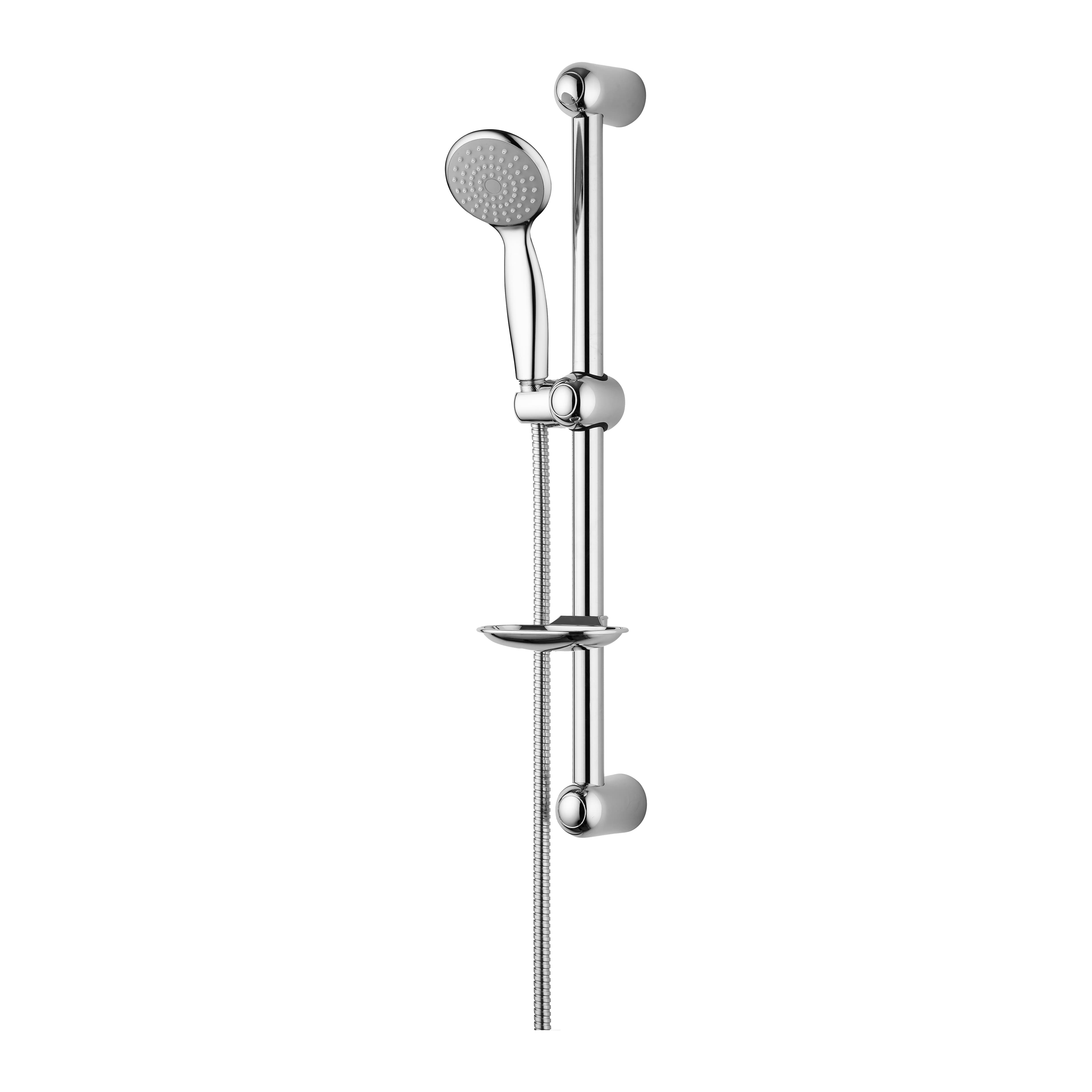 ALONI NEW MONO COMPLETE SET SLIDING SHOWER RAIL – WITH 1 FUNCTION HAND SHOWER, METAL SHOWER HOSE AND SOAP DISH – CHROME