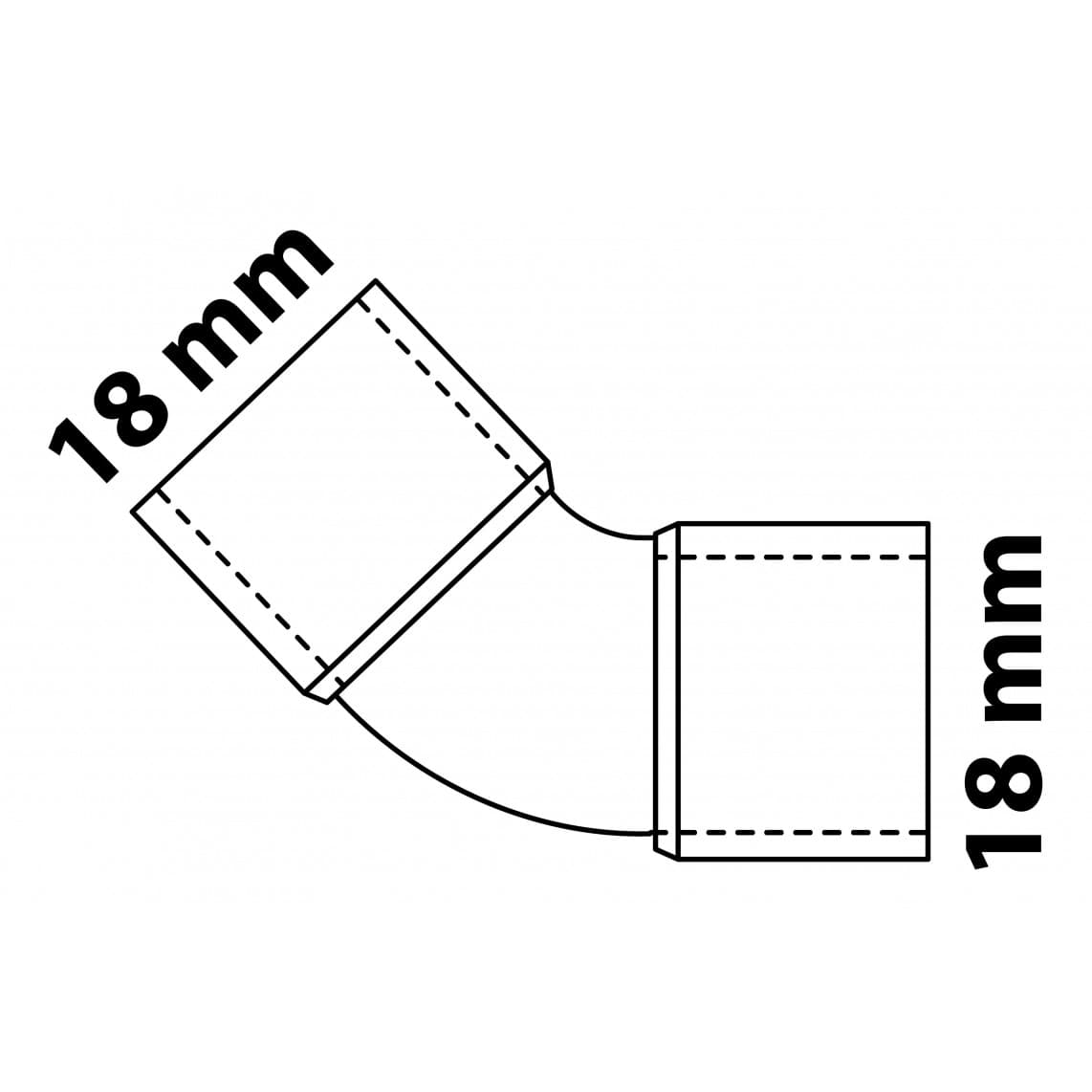 989113055 CU arc 45°, vierge, 18 mm, 2 manchons (5041)
