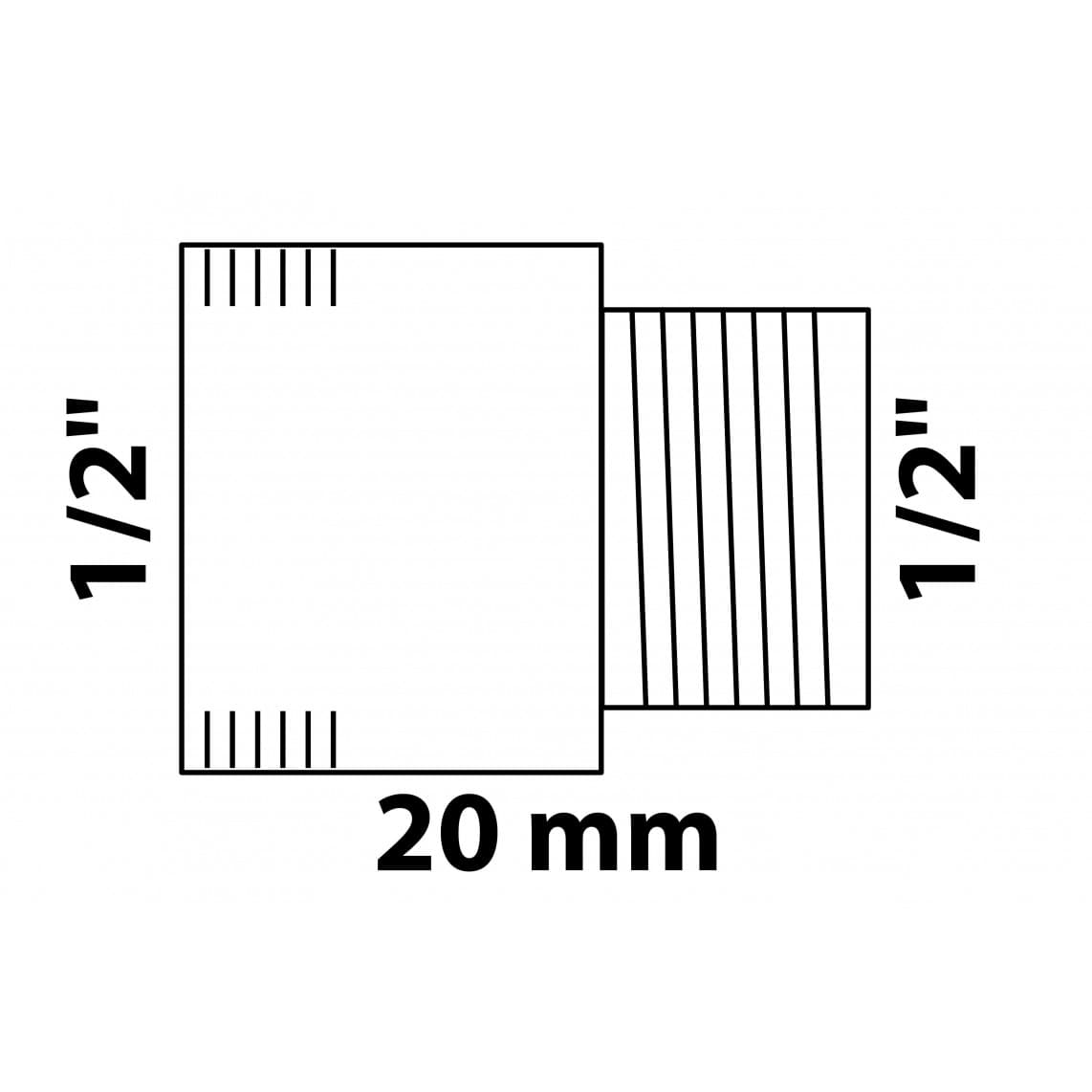 989315355 Tap extension, brass, 1/2" x 20 mm