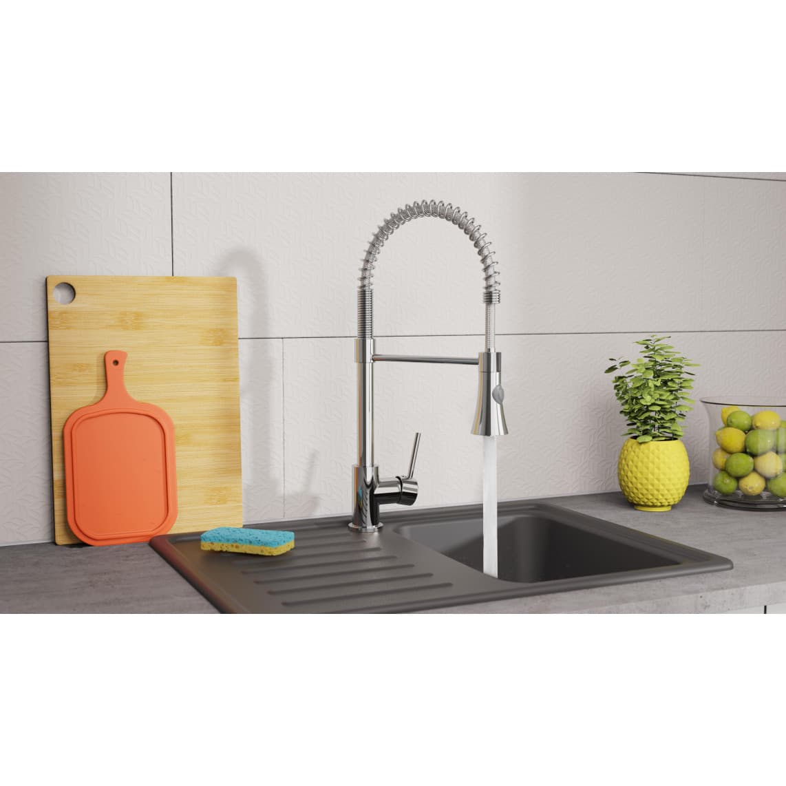 NI183ESCR-PR LEON Sink mixer, chrome, with pull-out sprayer