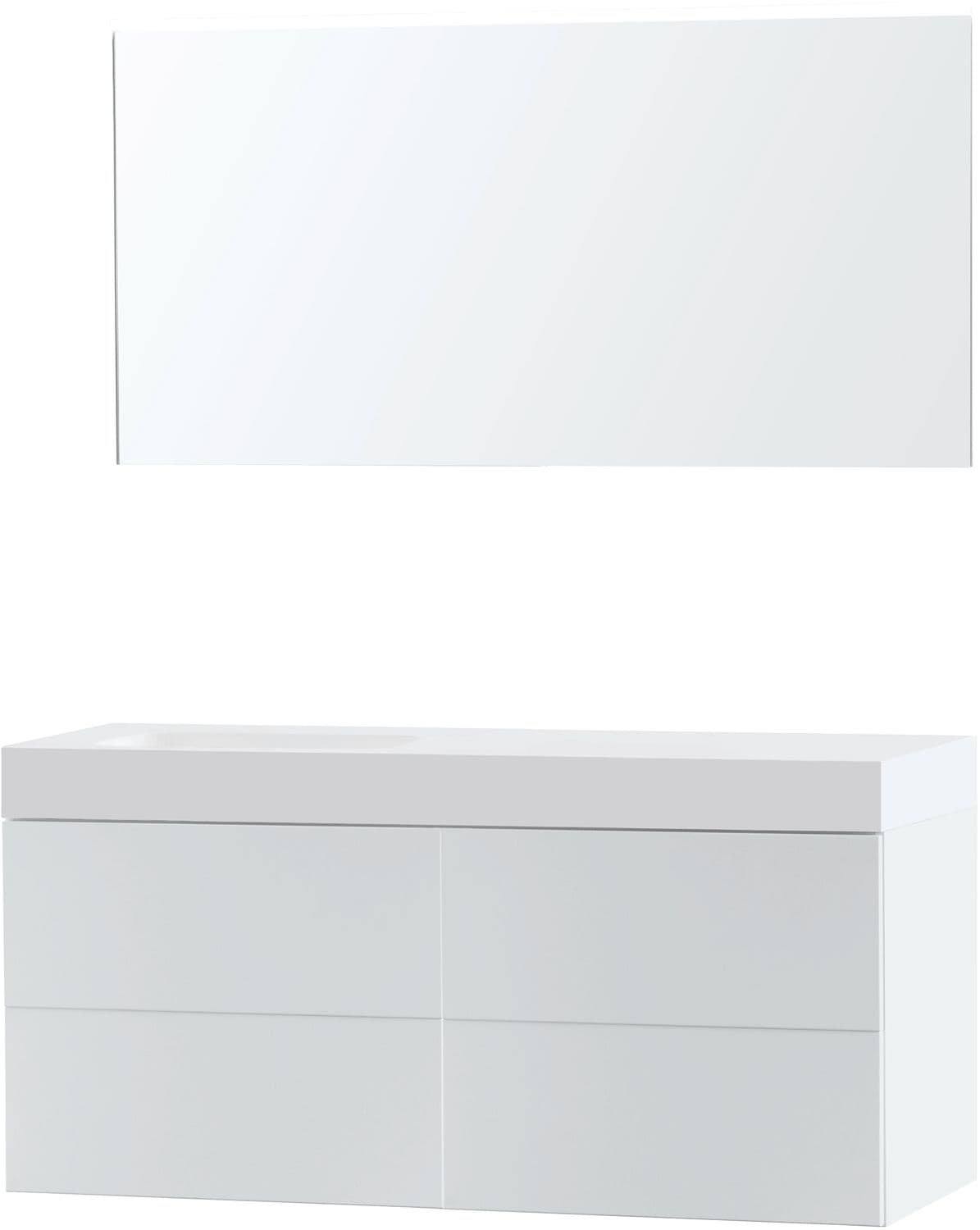 MEUBLE PURO SOLO BLANC ASYMETRIQUE 140 GAUCHE SOLID PURO MIROIR