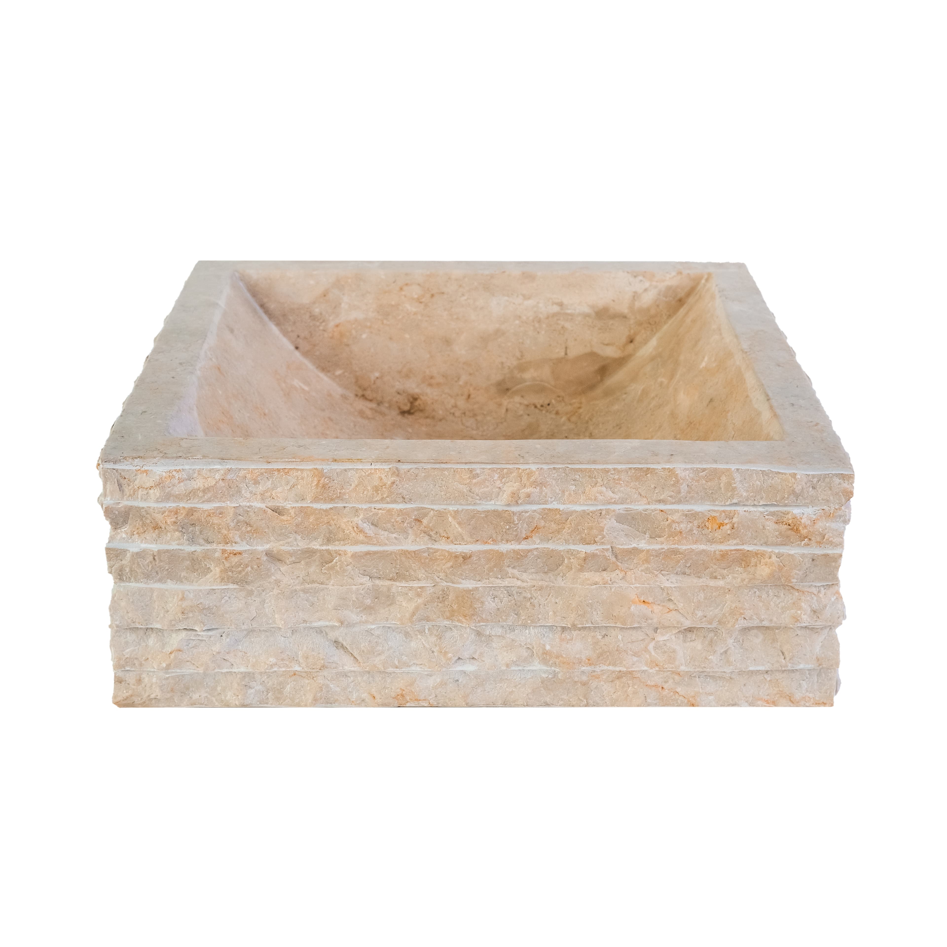 Vasque carré alur en forme de tube - crème 40X40X15CM