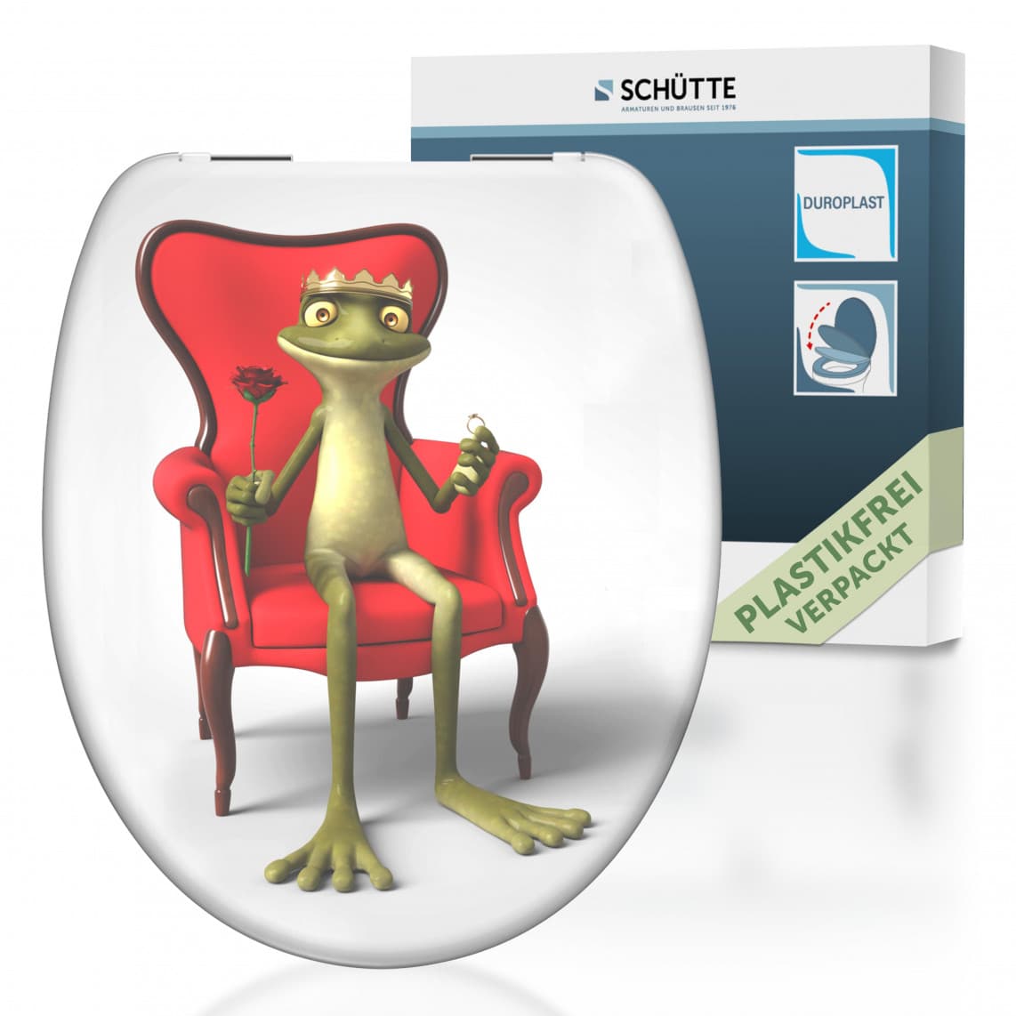 82190 abattant WC en Duroplast FROG KING, avec frein de chute