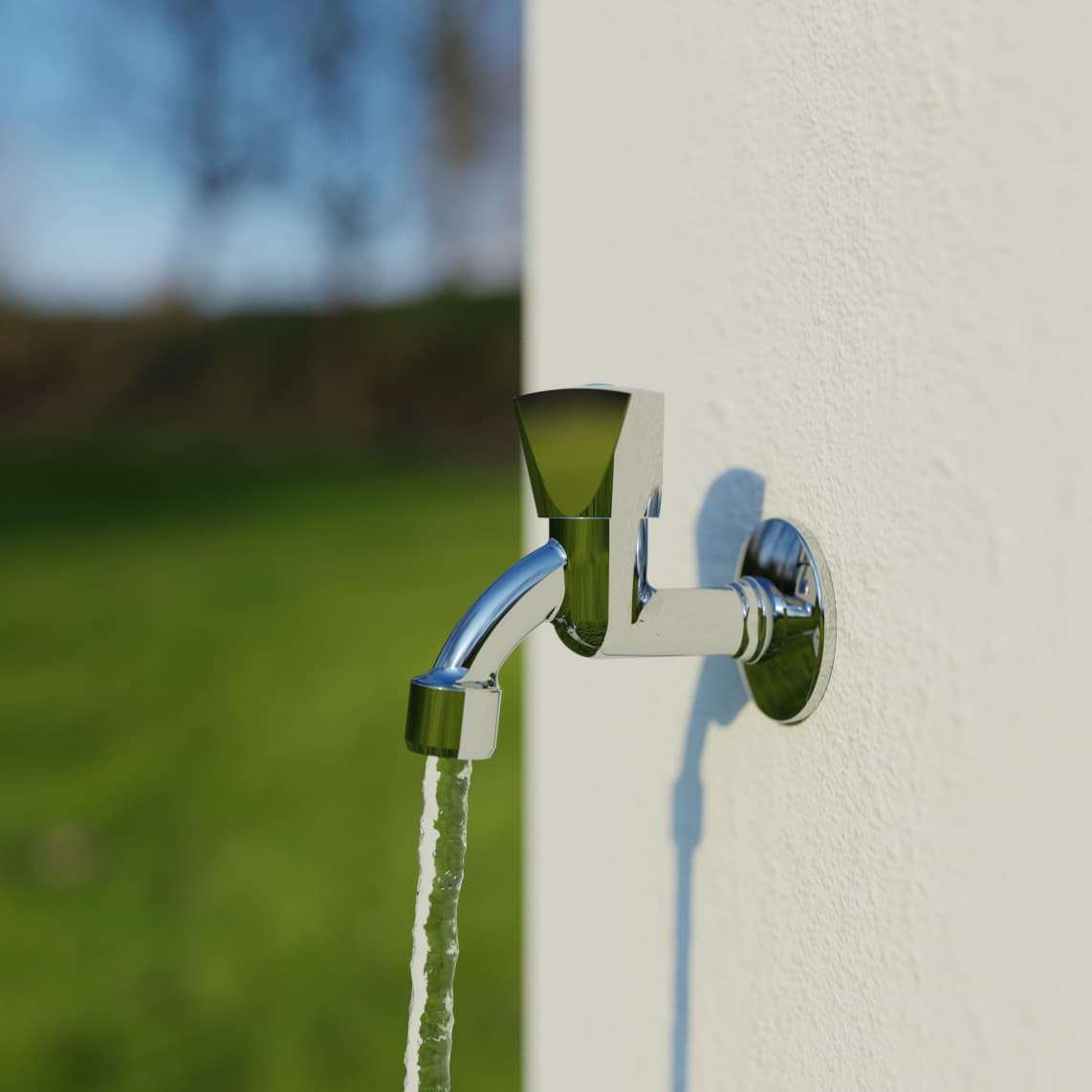 986031148 Outlet valve with dome handle, brass, chrome, 1/2" male x M22