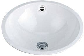 VASQUE A ENCASTRER EB.K450 DIAMETRE 450MM SANS PLAGE ROBINET +TROP-PLEIN BLANC