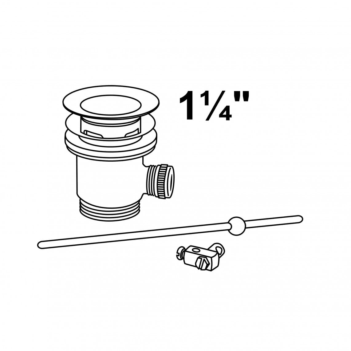 986444013 Trekstang set, chroom, 1 1/4", voor wastafel