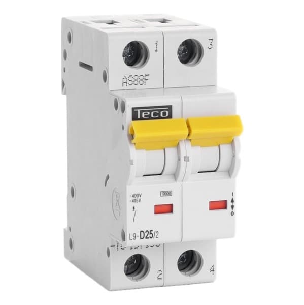 Disjoncteur 2 pôles 25A 10kA courbe D