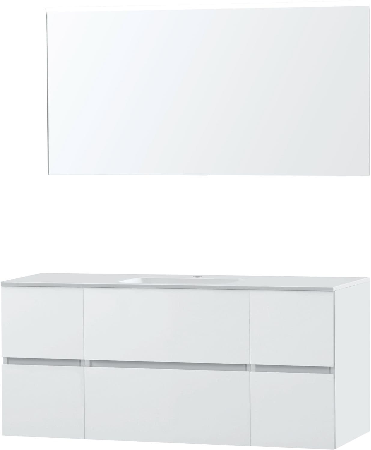 MEUBLE MOLTO POUDRE BLANC 140 1 LAVABO MARBRE SYNTHETIQUE MIROIR