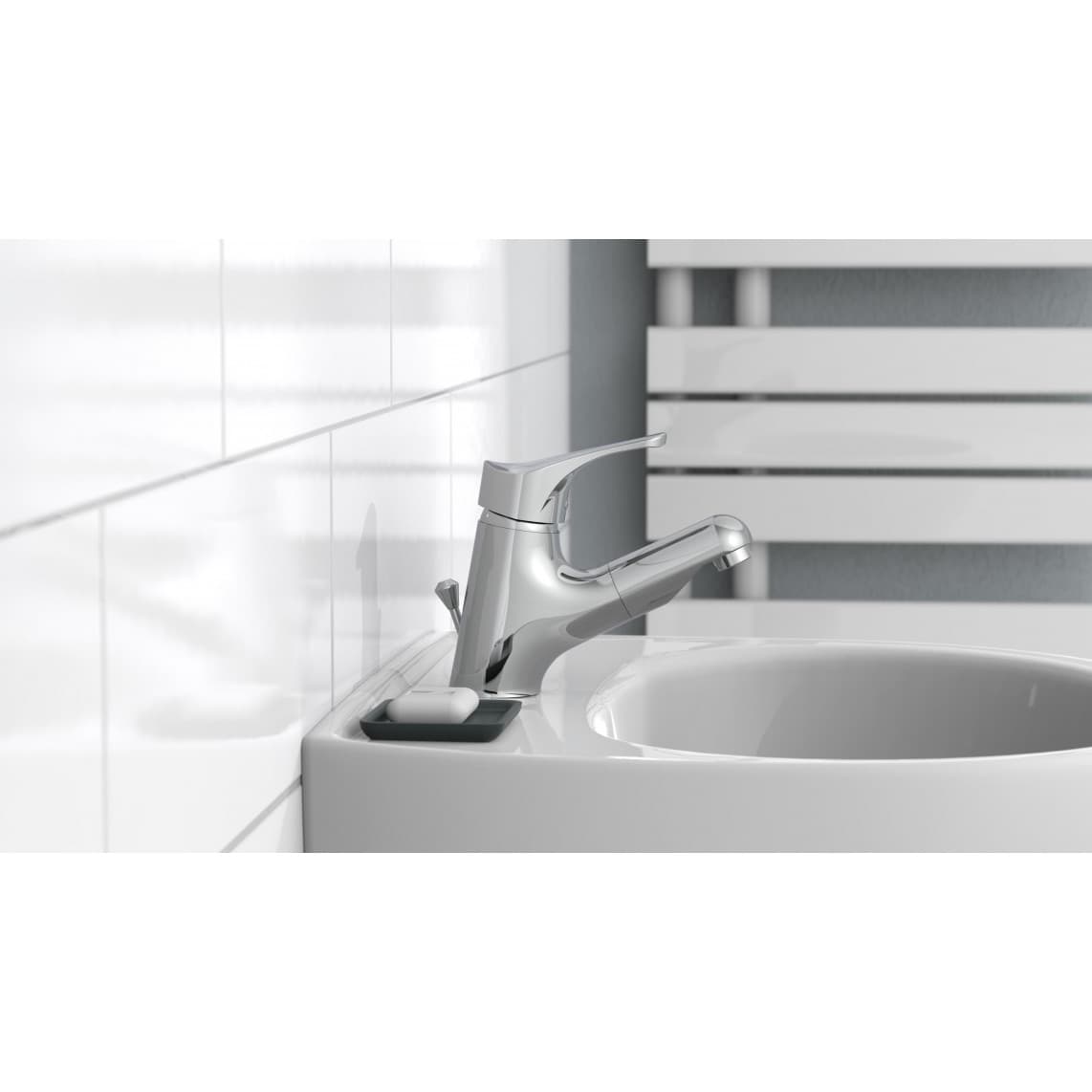 22150 ATTICA Mitigeur lavabo, chromé, avec douchette à cheveux extractible