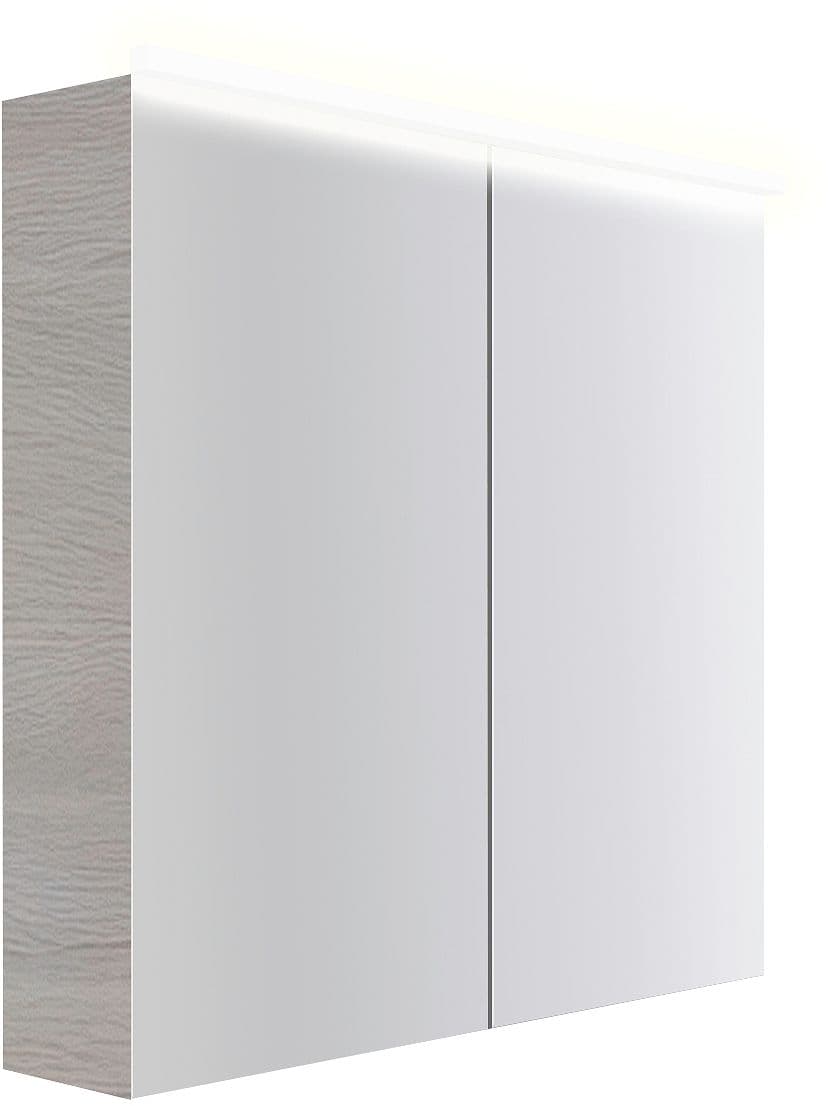 ARMOIRE TOILETTE COFFEE 2 PORTES 800MM 4250K TECTONA CHENE DECOR ARGENT