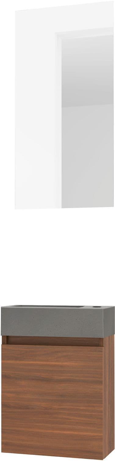 LAVE-MAINS FORM MINI BETON/ 1 PORT/MIROIR NOYER