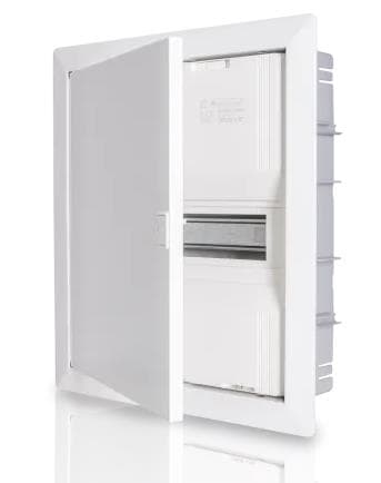 F-Tronic coffret à encastrer - 1 rangée - 12 + 2 modules avec porte métallique