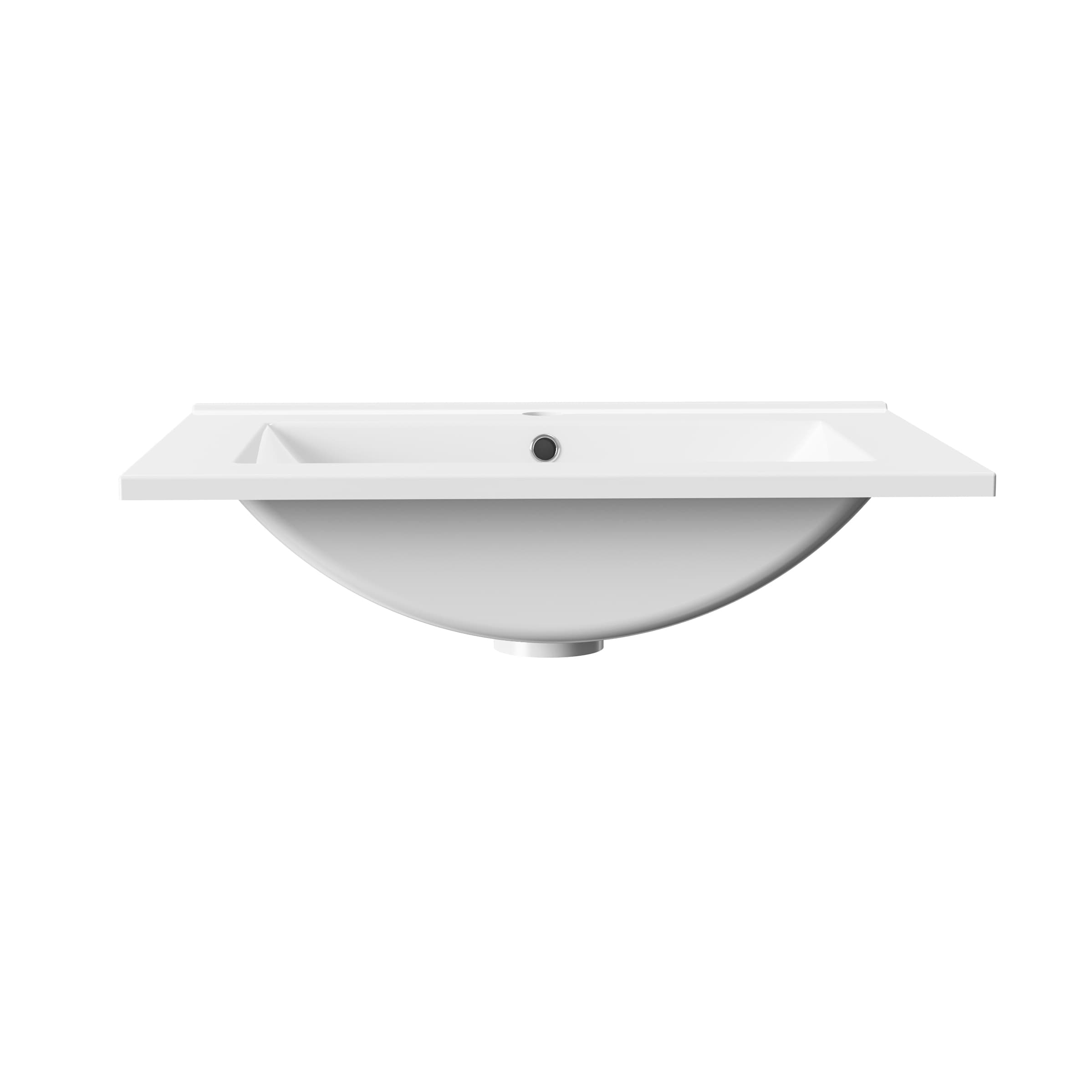 ALONI hayat lavabo - 1 Vasque - avec trop-plein - 1 trou robinet - marbre composite - 60X1,5X45 cm - blanc brillant