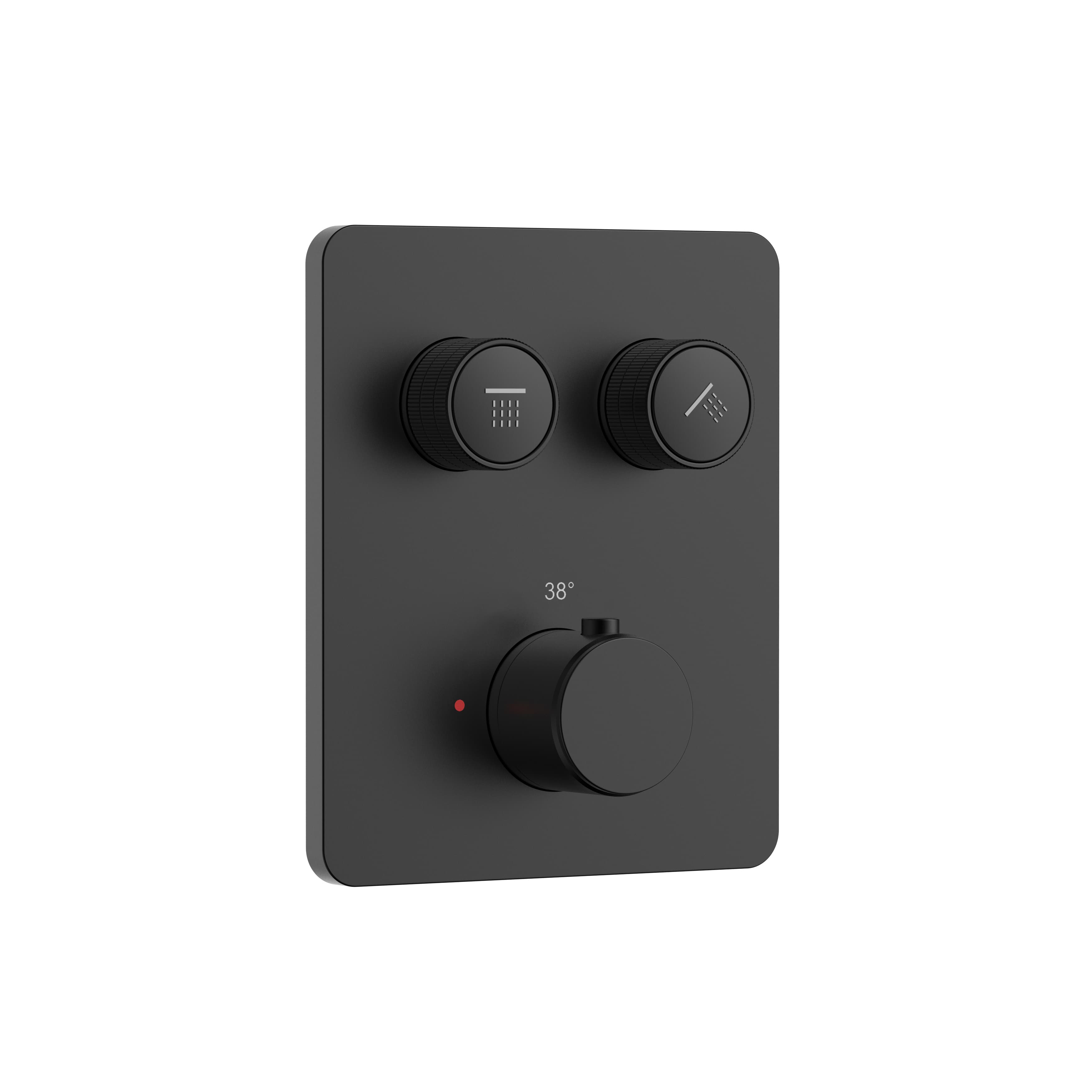 STRIA SHOWER MIXER – 2-WAY – THERMOSTATIC – STRIATED PUSH BUTTONS – RECESSED BOX – BELGAQUA – MAT BLACK (PVD)