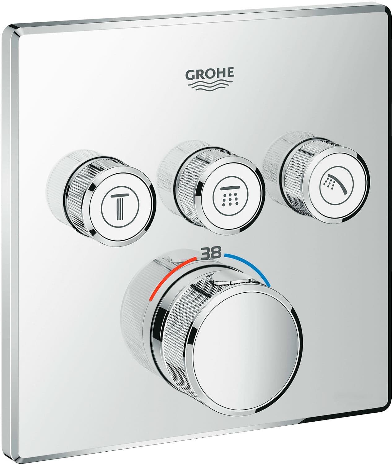 SET DE FINITION THERMOSTAT+ 3 ROBINETS D'ARRET SMARTCONTROL GROHE CARRE CHROME