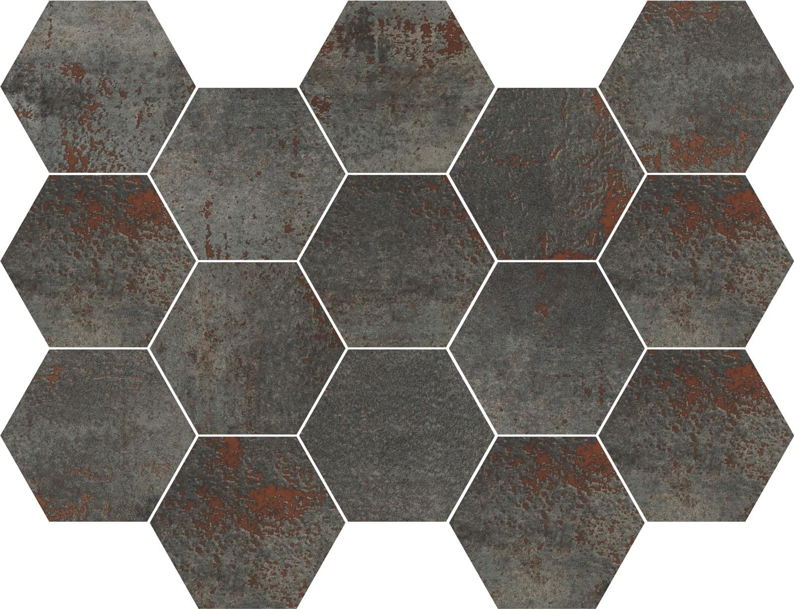 MOSAICO HEX. METAL TITANIUM 32,5X22,5