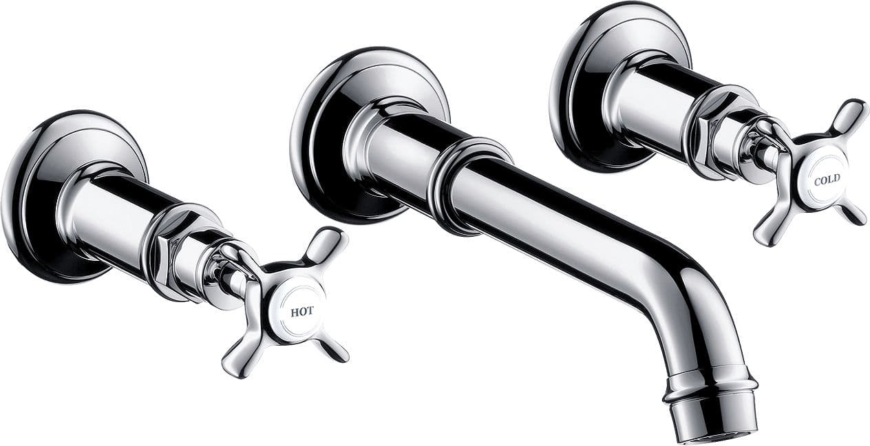 SET DE FINITION MELANGEUR LAVABO 3 TROUS MURAL MONTREUX HANSGROHE 225MM CHROME