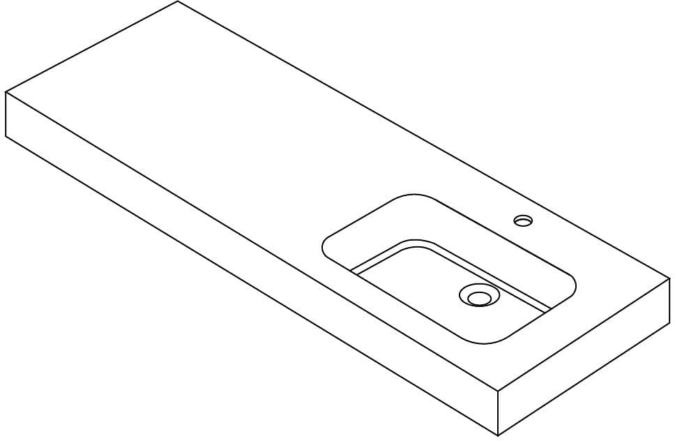 TABLET PURO 140CM 1 LAVABO DROITE SOLID BLANC MAT