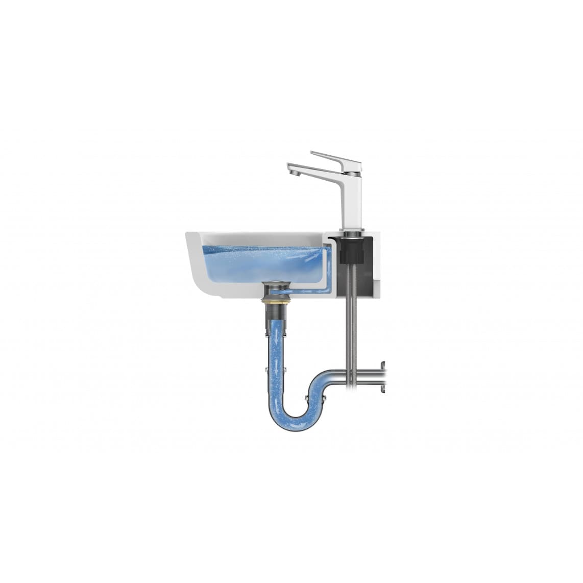 10618 Press excentrique avec de trop plein, chromé, 1 1/4", e.a. pour 79710