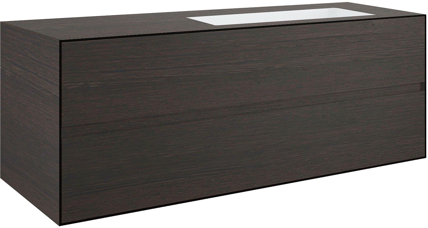 SOUS MEUBLE 2 TIROIRS+ LAVABO SOUS ENCASTRER DROITE TENSO 140CM SANS TROU ROBINET WENGE