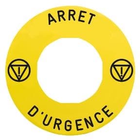 Etiquette Jaune arrêt d'urgence diamètre 60mm pour dispositif cadenassable