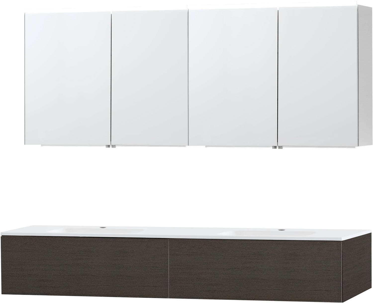 MEUBLE PURO DUO WENGE 180 1 TIROIR MARBRE SYNTHETIQUE ARMOIRE TOILLETTE