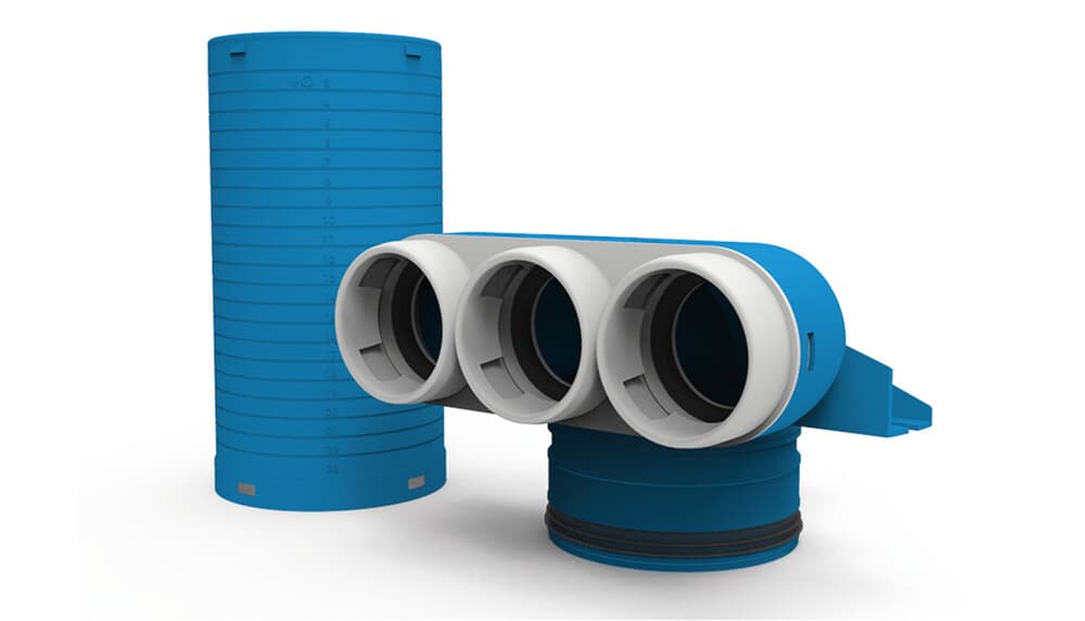 Vent-Axia VCHL250-63 collecteur terminal  3 x D 63 mm D 125 mm avec étui long