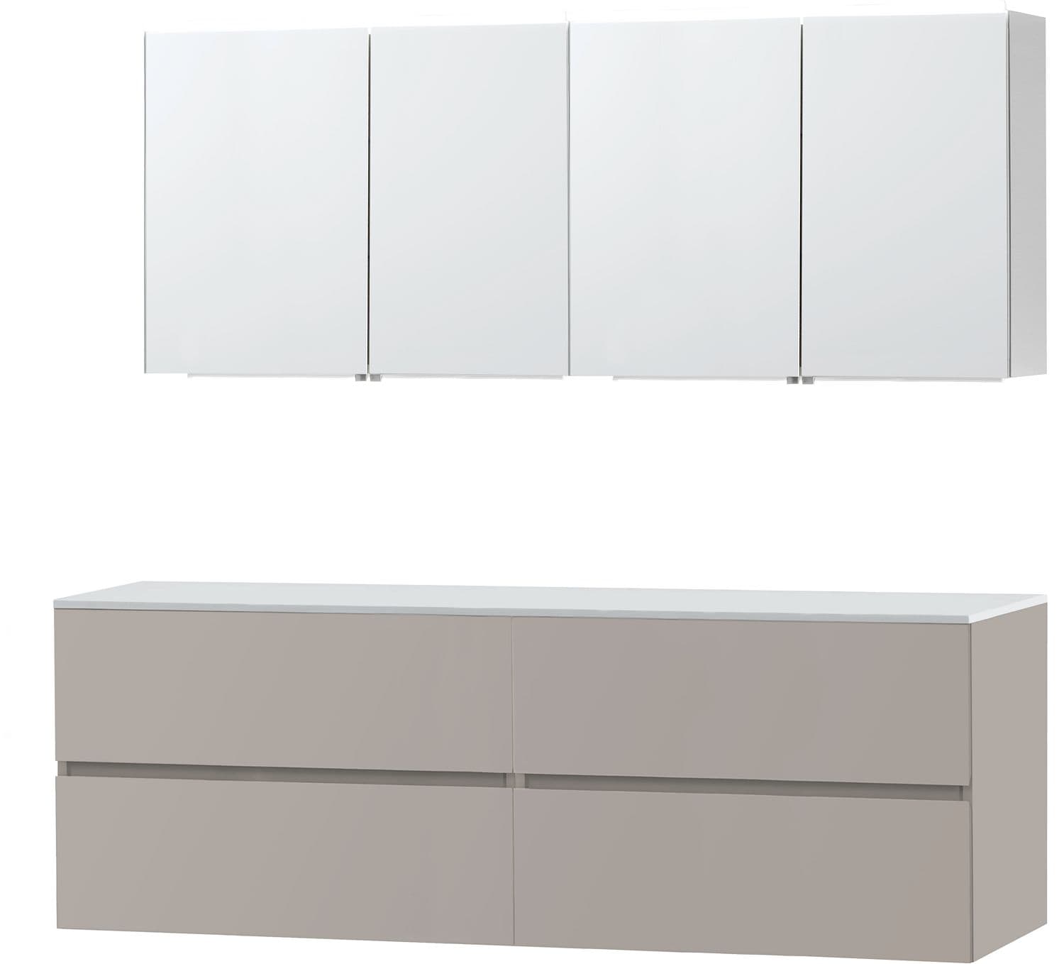 MEUBLE MOLTO POUDRE GRIS 180 POUR LAVABO A POSER SOLID ARMOIRE TOILETTE