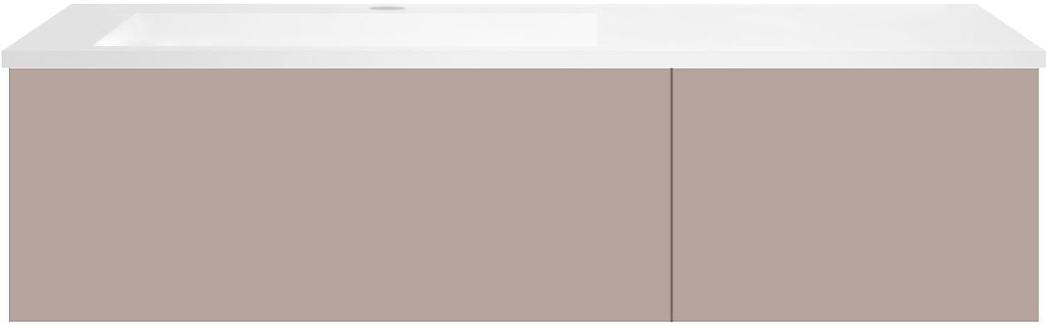 SOUS MEUBLE COFFEE 2 TIROIRS 120 MAT BASALTGRIJS+LAVABO GAUCHE EN MARBRE SYNTHETIQUE BLANC MAT