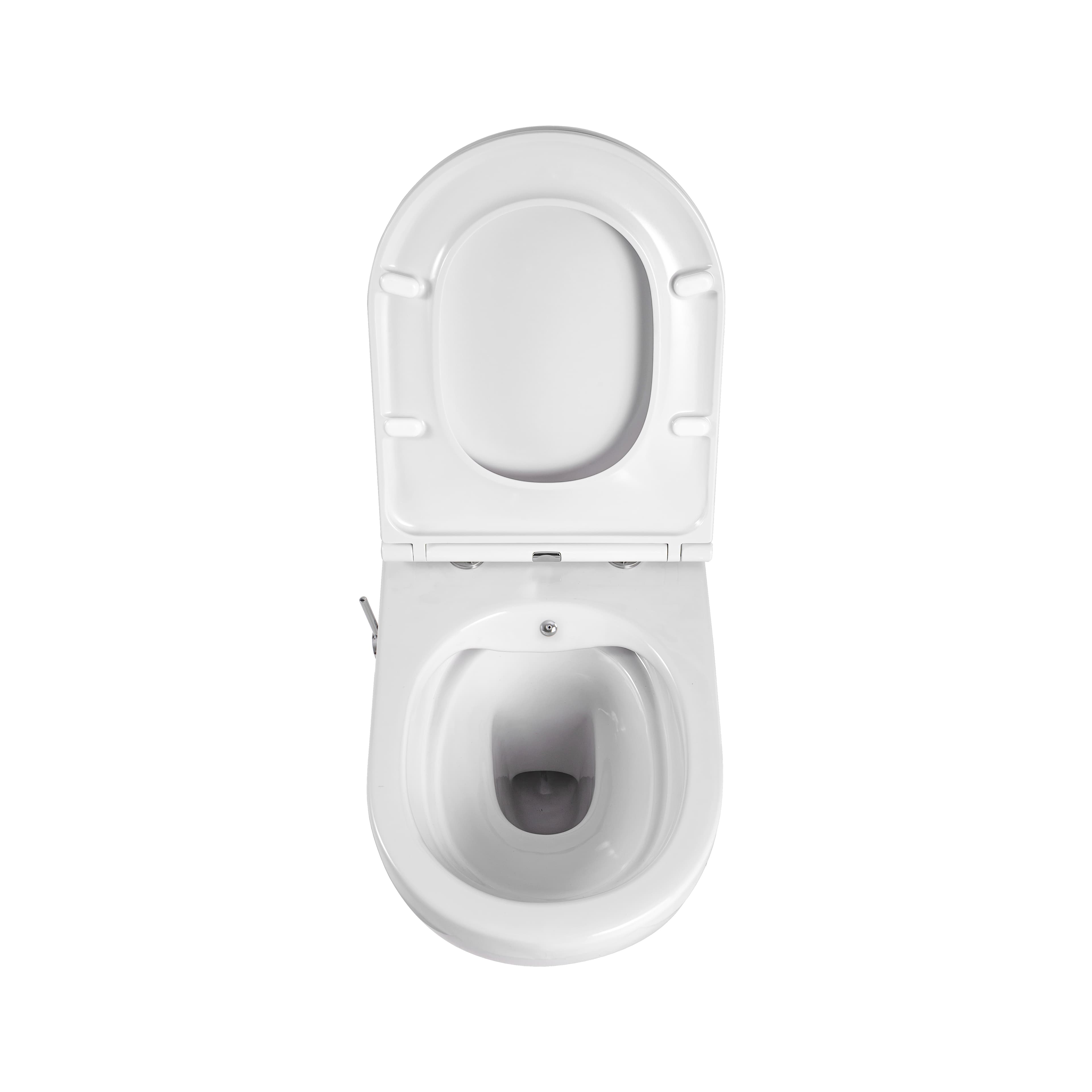 ALONI PRO WC SUSPENDU AVEC BIDET – SANS BRIDE – AVEC ROBINET DE BIDET EAU CHAUDE ET FROIDE – AVEC ABATTANT – 52,5 CM – BLANC BRILLANT