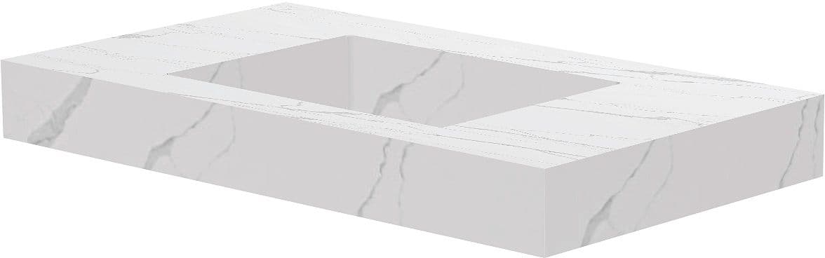 TABLET MARBRE CERAMIQUE PURO LAVABO S L90 H10 SANS TROU ROBINET WHITE CALACATTA