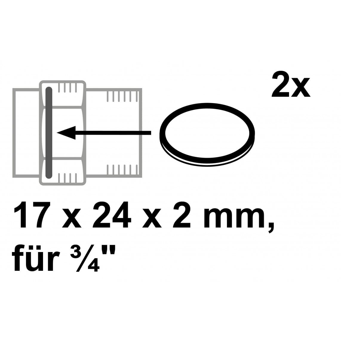 98027992 Screw connection gasket, high-pressure fibre, 17 x 24 x 2 mm für 3/4" (2x)