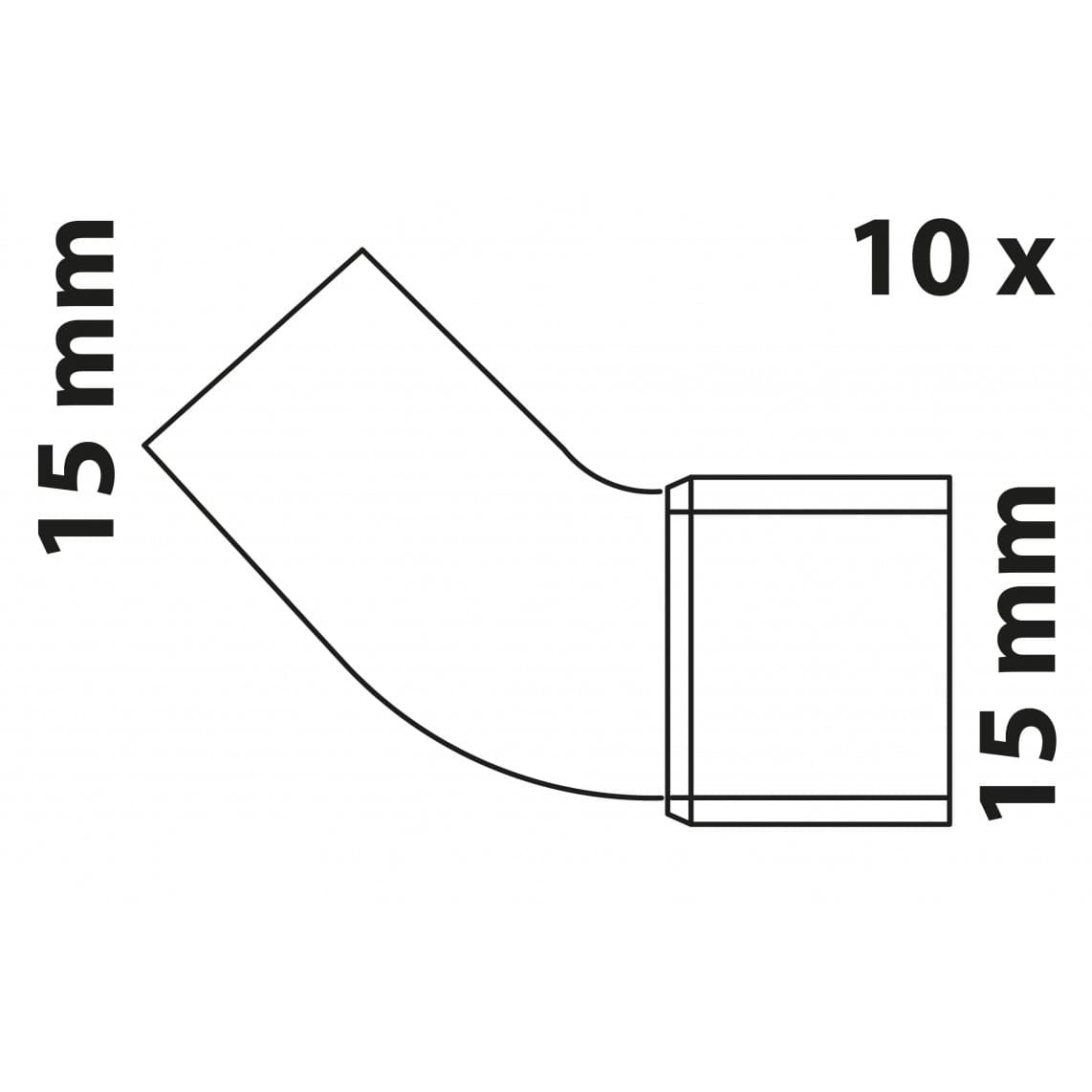 98914760 CU arc 45°, vierge, 15 mm, 1 manchon (5040) (10x)