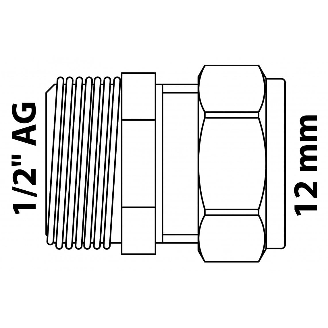 989457217 LT pièce intermédiaire, vierge, 12 mm x 1/2" M, raccord à serrer pour tube en cuivre,
