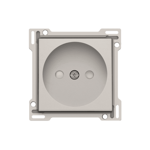 Set de finition pour prise de courant sans terre, avec obturateurs de protection, profondeur d’encastrement de 21 mm, couleur light grey