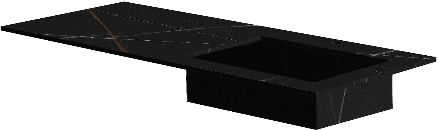 TABLET MARBRE CERAMIQUE PURO LAVABO S DROITE L120 H1,2 1TROU ROBINET BAMBOO BLACK