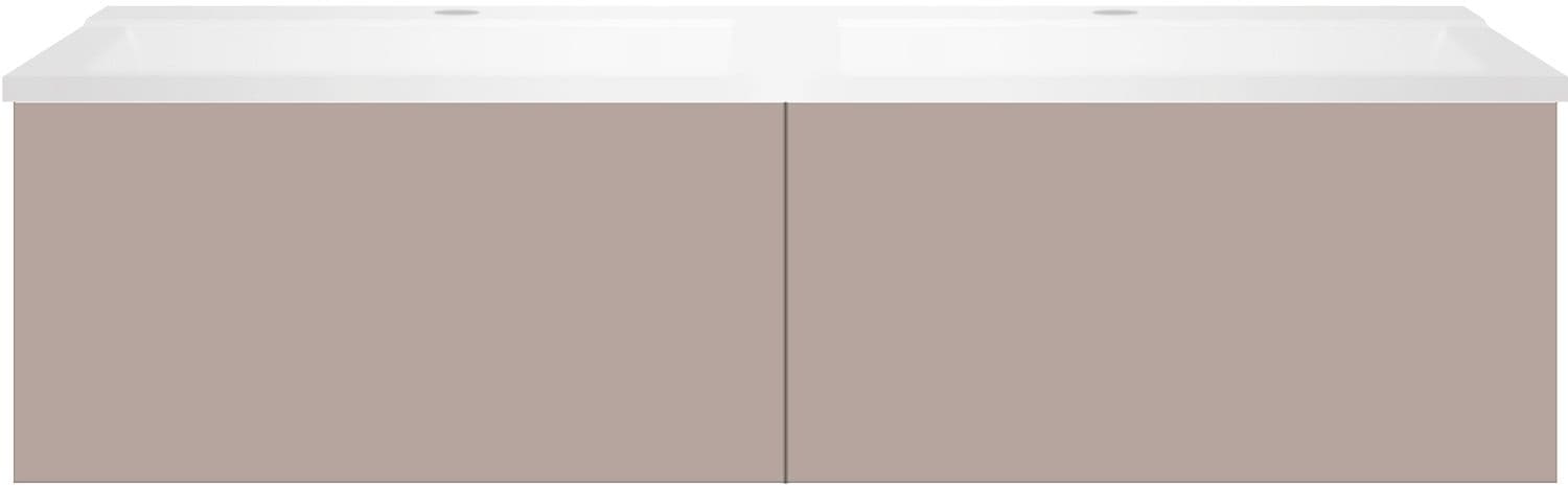 SOUS MEUBLE COFFEE 2 TIROIRS 120 DUO BASALTGRIJS +DOUBLE LAVABO BLANC