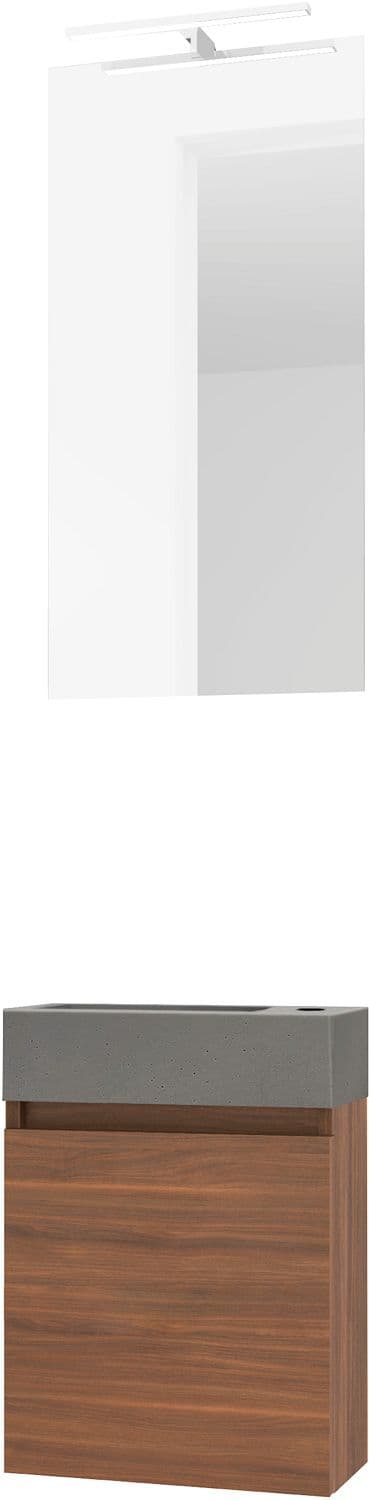 LAVE-MAINS FORM MINI BETON/ 1 PORT/MIROIR/LUMIERE LED NOYER
