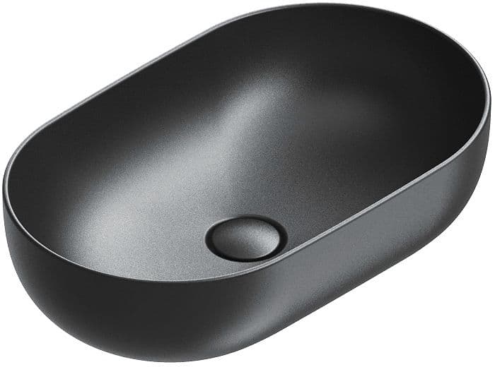 VASQUE A POSER SFERA CATALANO CATAGLAZE+ 60X37 H16 SANS TROP-PLEIN NOIR MAT