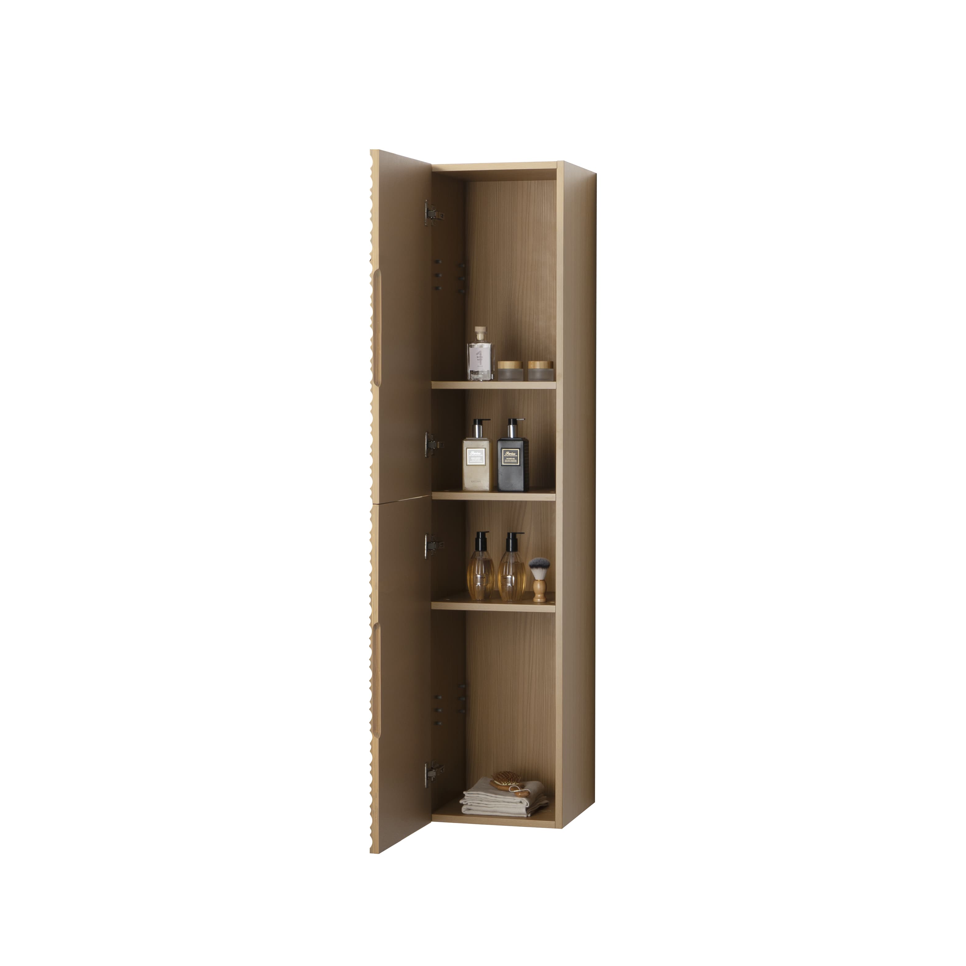 Kamellia colonne - 2 portes - sans poignées - soft close - réversible - 35X160X35 cm - Noyer clair
