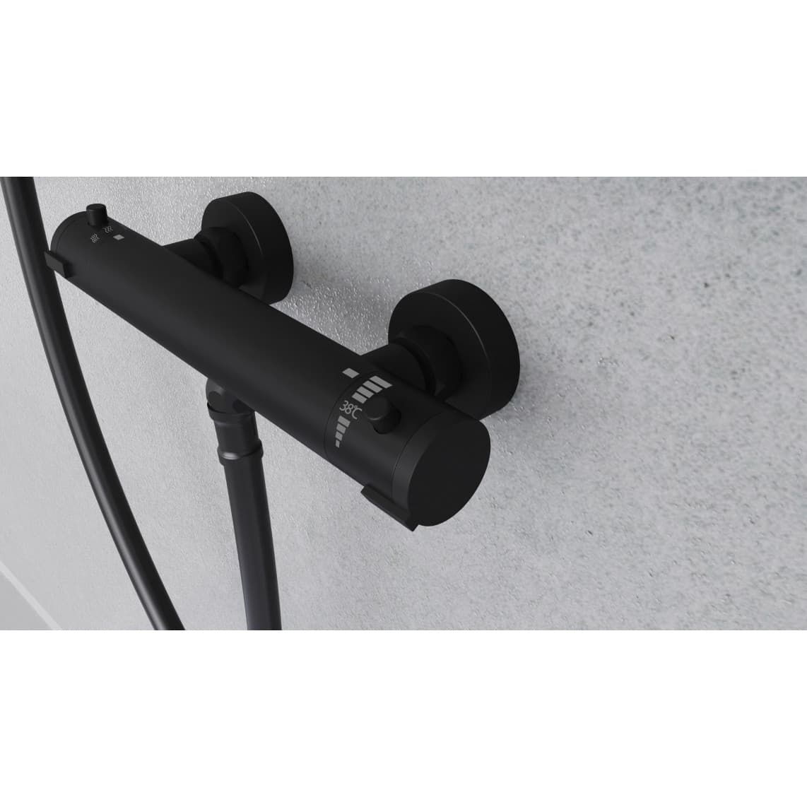 52466 LONDON Mitigeur thermostatique de douche, noir mat