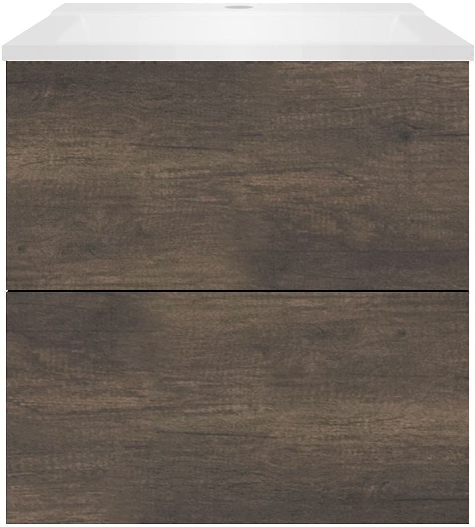 SOUS MEUBLE COFFEE 2 TIROIRS 60 CHATAIGNE+LAVABO BLANC MAT