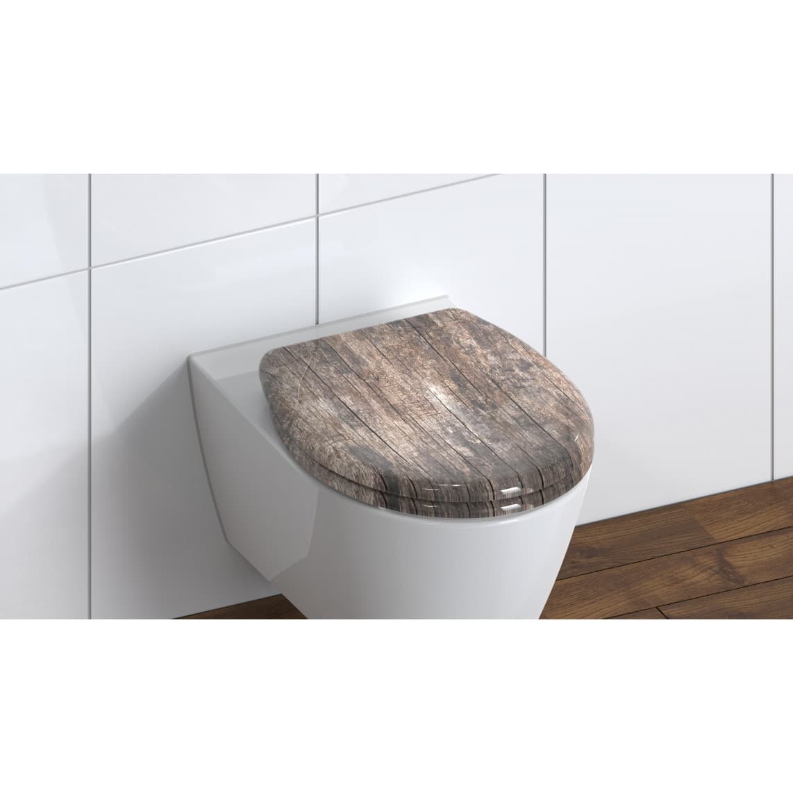 82368 abattant WC en Duroplast OLD WOOD, avec frein de chute et déclipsable